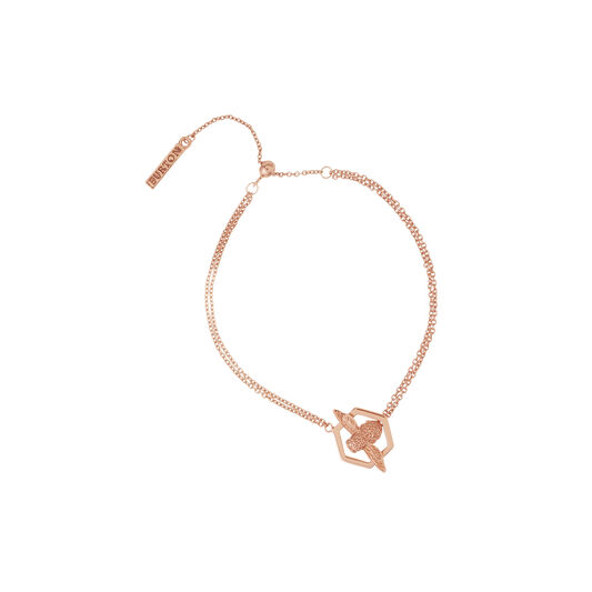 Honeycomb Bee Chain Bracelet Rose Gold