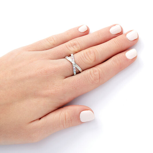 Bejewelled Classics Rainbow Interlink Ring Silver