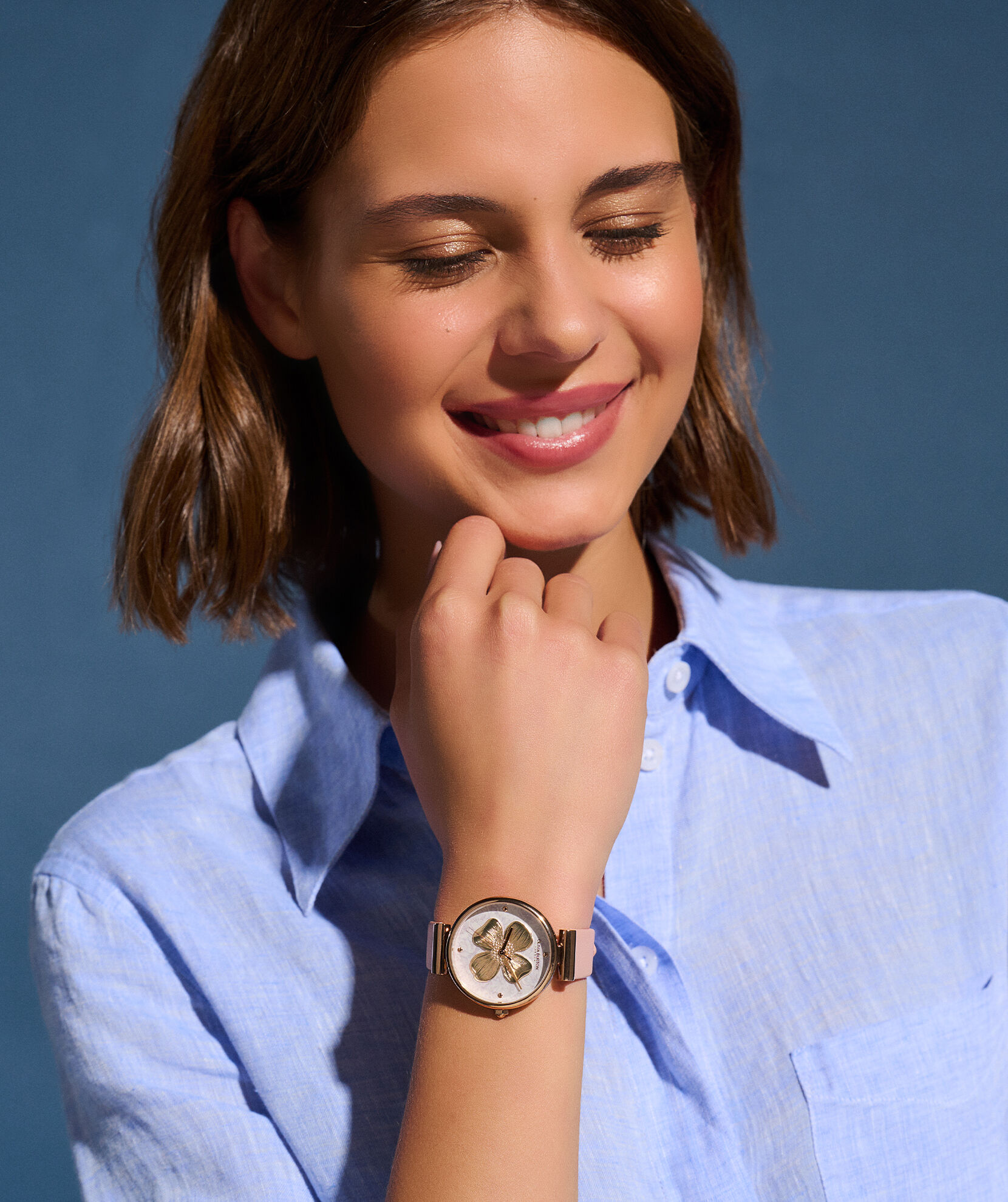 Signature 36mm Dogwood T-Bar Rose Gold & Blush Leather Strap