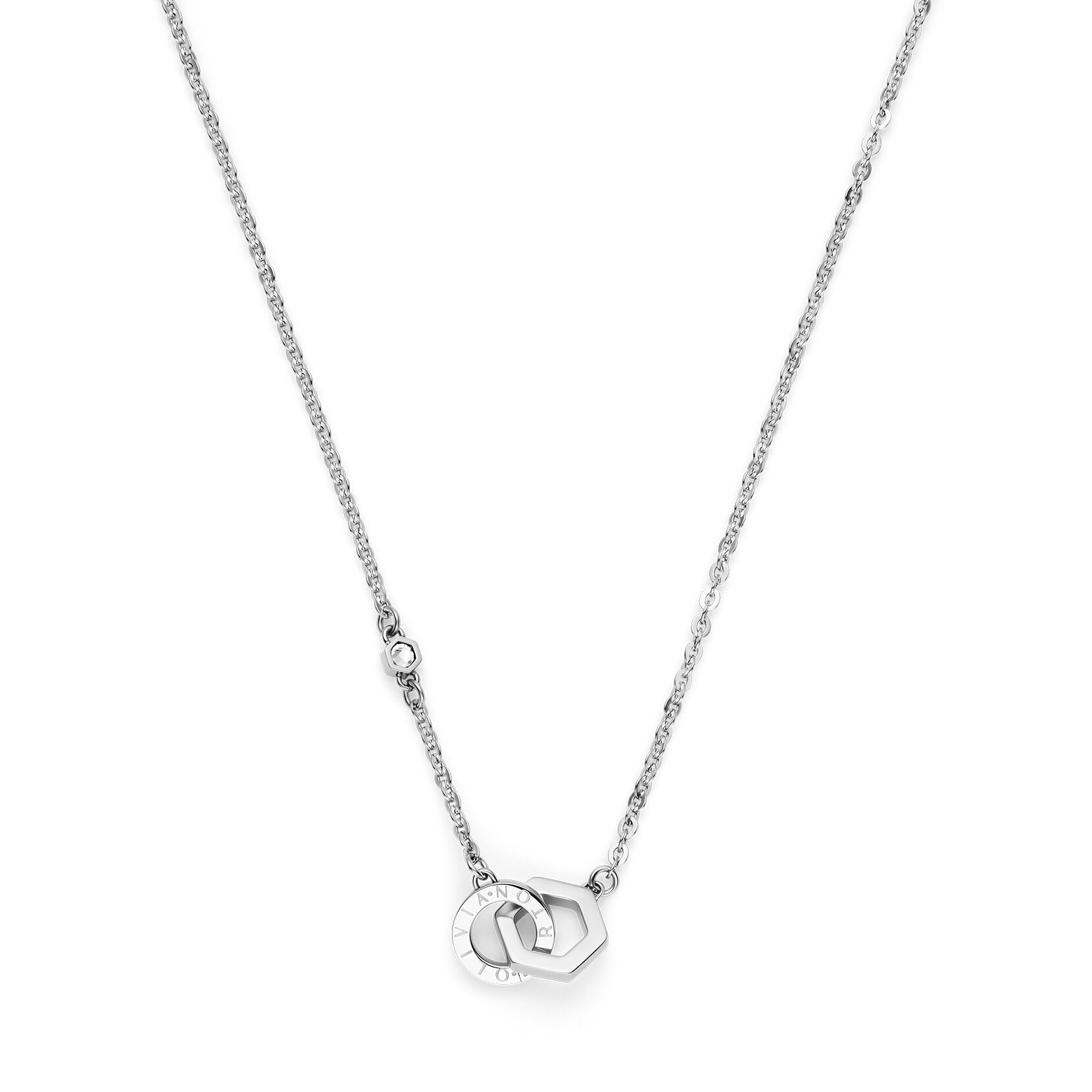 Hex Interlink Silver Tone Bracelet & Necklace Gift Set