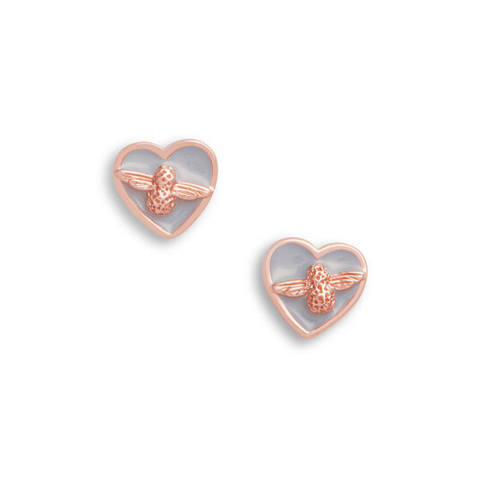 Love Bug Studs Grey & Rose Gold