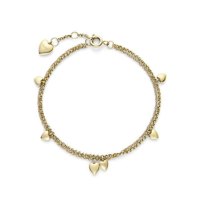 Mini Heart Gold Plated Double Chain Bracelet