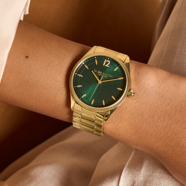 38mm Radiate Forest Green & Gold Bracelet Watch