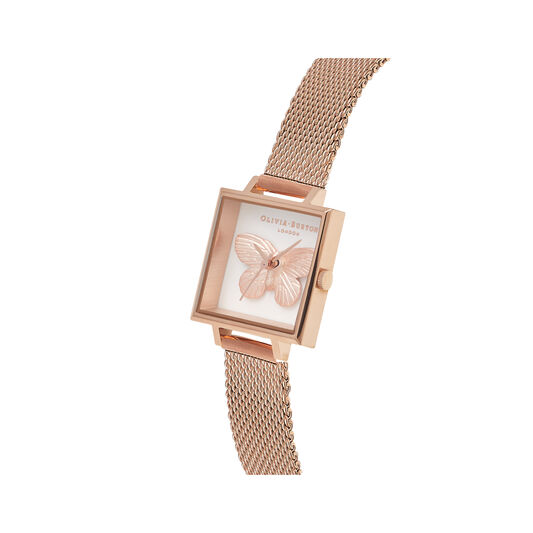 3D Butterfly Mesh Rose Gold