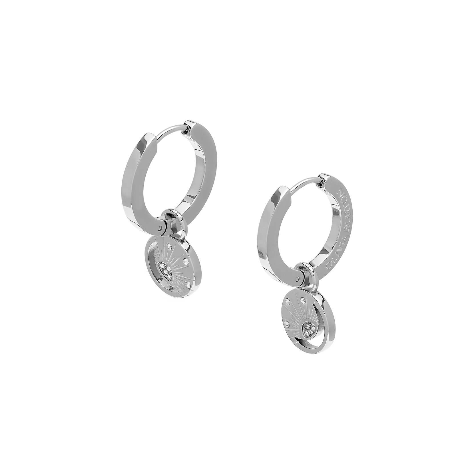 Celestial Sun Silver Tone Hoop Earrings