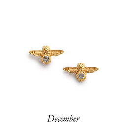 Celebration Bee Studs Gold & Blue Zircon
