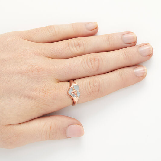 Love Bug Signet Ring Gray & Rose Gold L