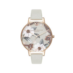 Bejewelled Floral Grey And Rose Gold