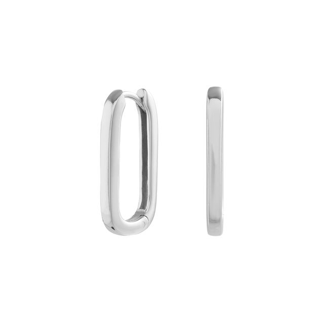 Classic Oval Silver Huggie Hoops