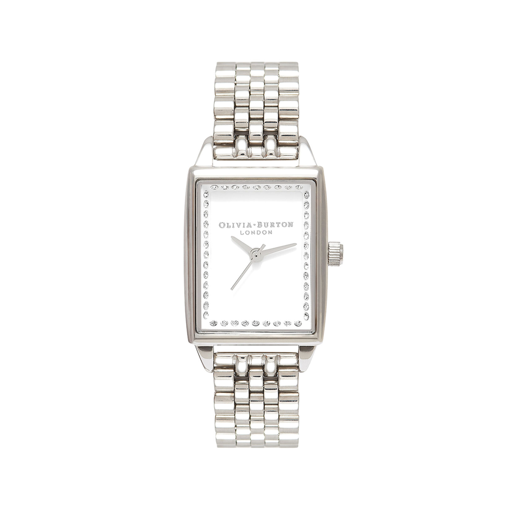 Classics Rectangular White & Silver Bracelet Watch Olivia Burton London