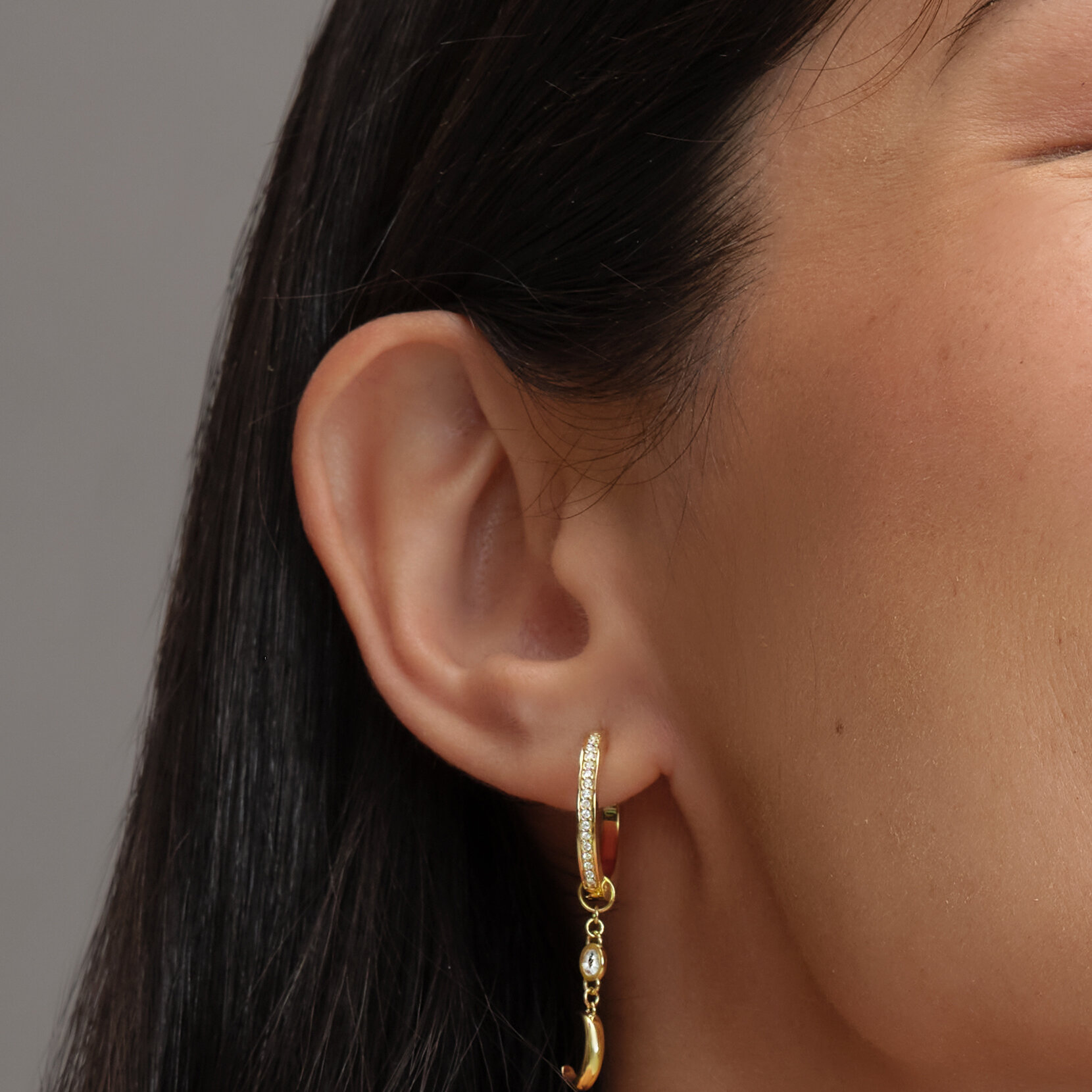 Celestial Star and Moon Gold Plated Huggie Earrings