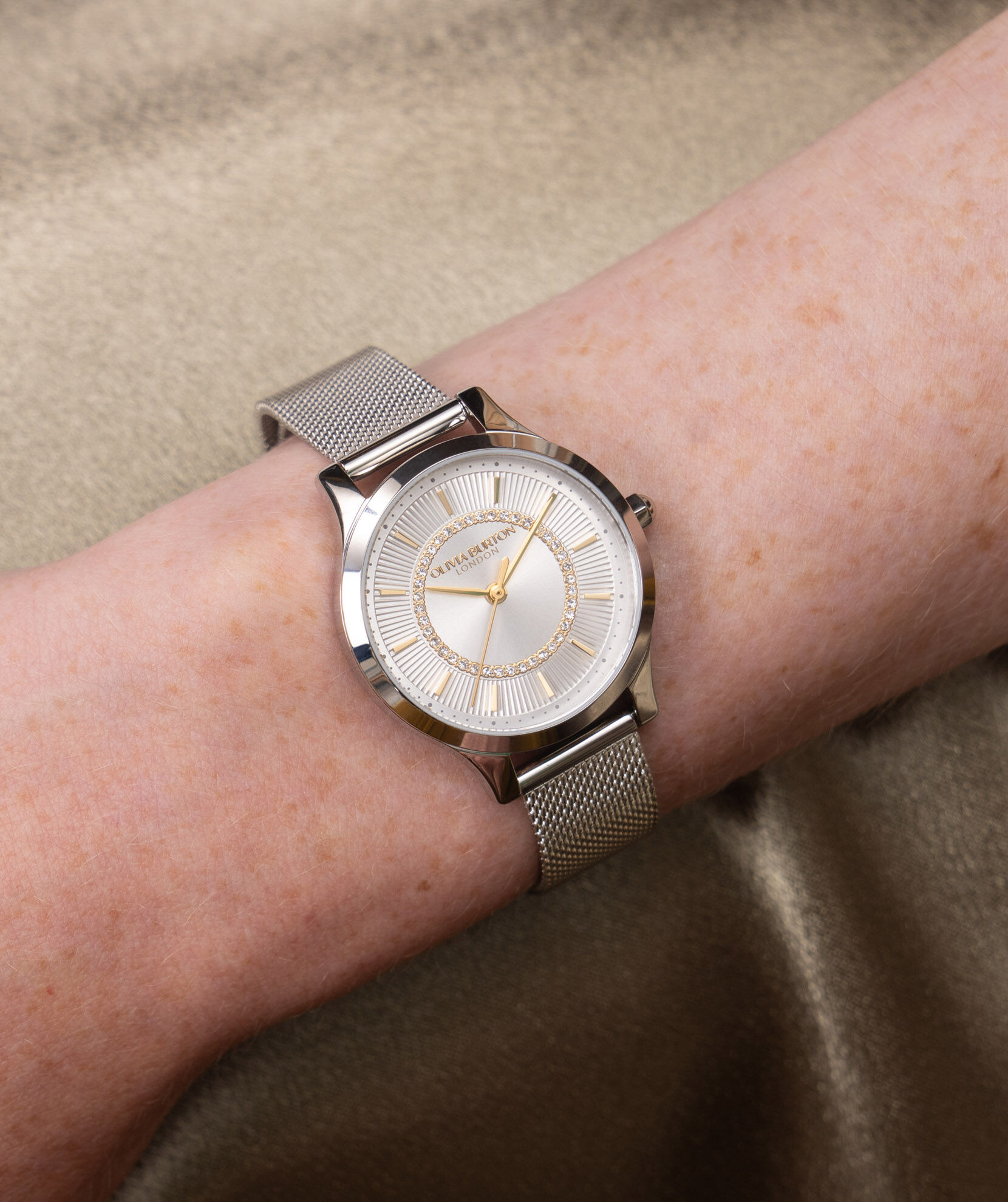 Classic 30mm Wonderlust White & Silver Mesh Watch | Olivia Burton London