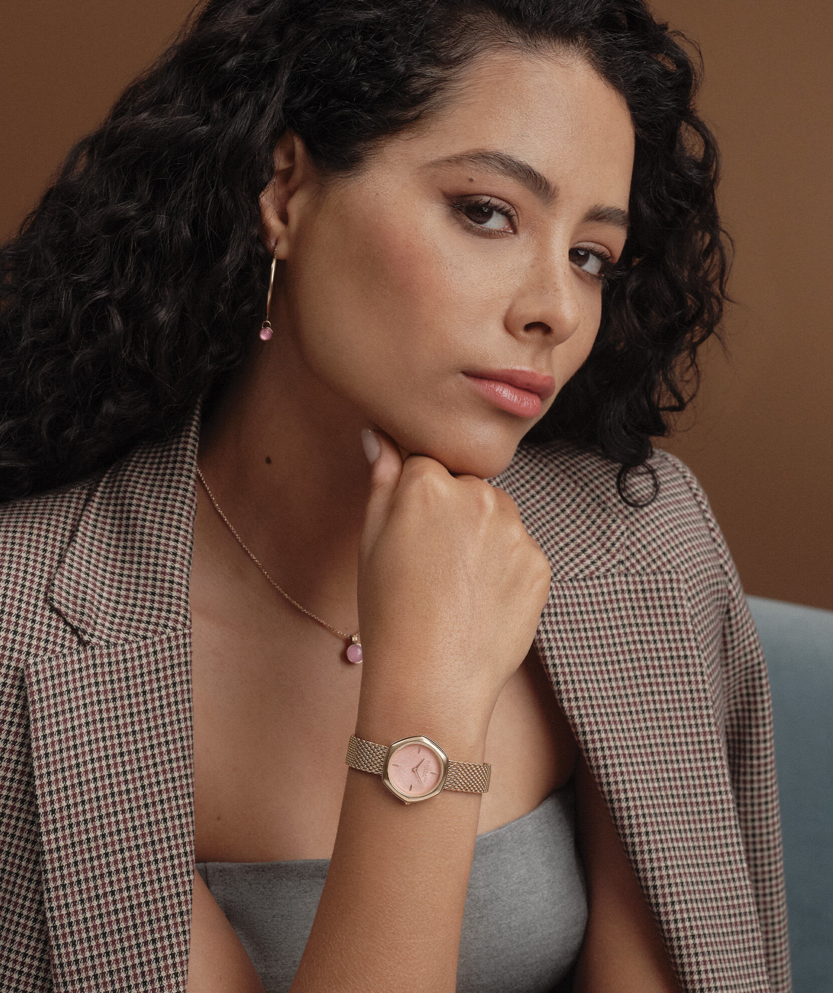 Signature 28mm Charing Blush & Rose Gold Mesh Watch | Olivia