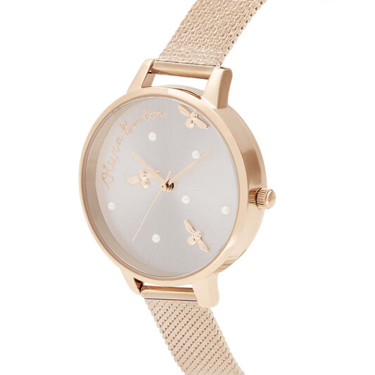 Pearly Queen Pearl Detail Rose Gold Mesh