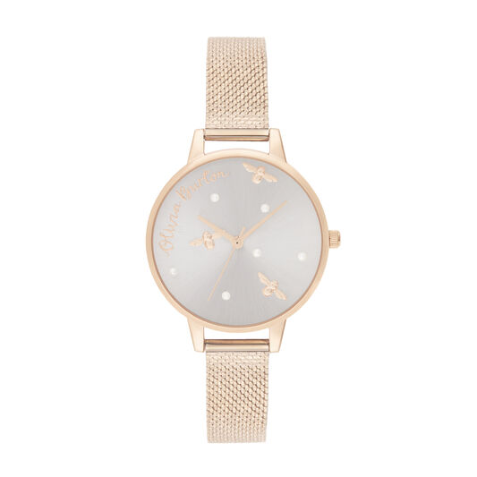 Pearly Queen Pearl Detail Rose Gold Mesh