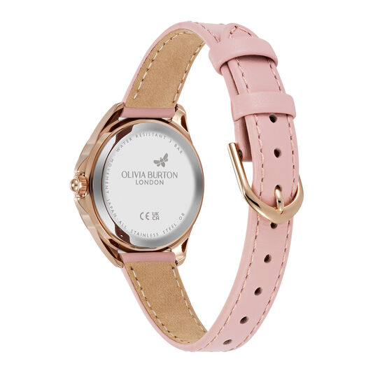 Signature 30mm Azure Rose Gold & Mellow Rose Leather Strap  display picture 2