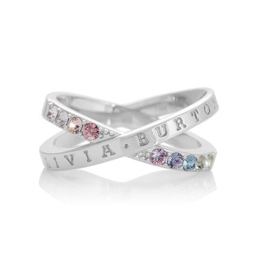 Bejewelled Classics Rainbow Interlink Ring Silver