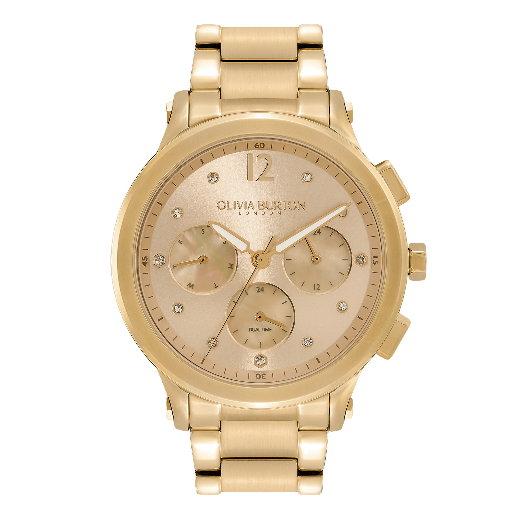 Sports Luxe 38mm Multi-Function Champagne & Gold Bracelet Watch